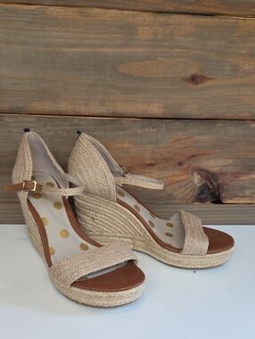 Boden Natural Beige Espadrille Wedge Sandals with Ankle Strap